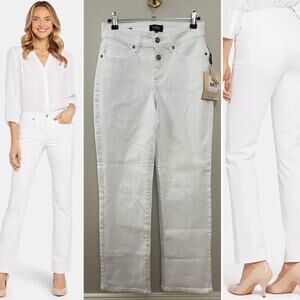 NWT Classic Preppy‎ Minimalist White NYDJ Marilyn Straight Leg Jean 0 MSRP $115